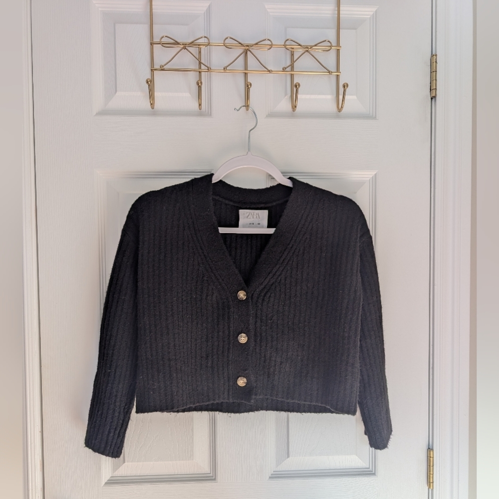 Zara Black Cropped Cardigan